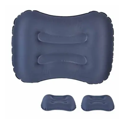 (Blue Black) Outdoor Travel Air Inflatable Pillow Sleep Headrest Neck Massage Folding Cushion