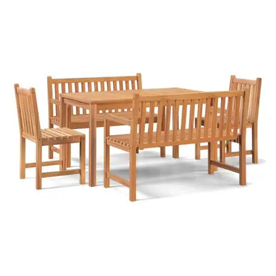 (2x bench + 2x chair + table) vidaXL Solid Wood Teak Garden Dining Set Patio Table Furniture Mul