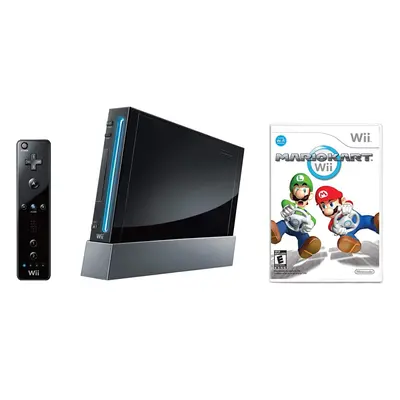 Refurbished Wii Console with Mario Kart Wii Bundle - Black