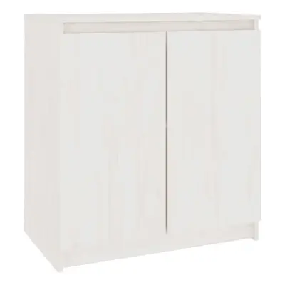 (white) vidaXL Side Cabinet Bedside Table with Doors Storage Sideboard Solid Wood Pine