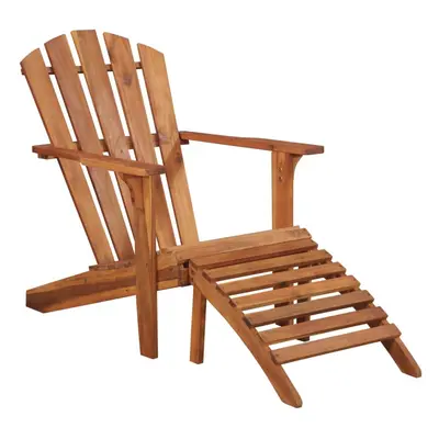 vidaXL Solid Acacia Wood Garden Adirondack Chair with Footrest Outdoor Seat