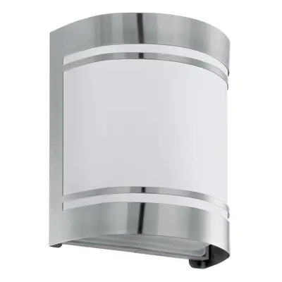 IP44 Outdoor Wall Light Stainless Steel & Diffuser x 40W E27 Bulb Porch Lamp