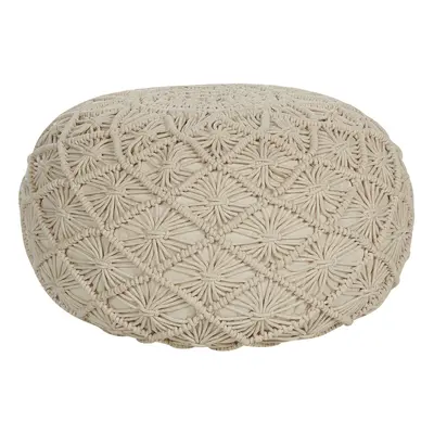 Cotton Macrame Pouffe Beige BERKANE