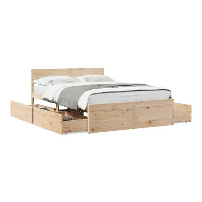 (natural, x cm) vidaXL Bed Frame with Drawers Bed Base Mattress Foundation Solid Wood Pine