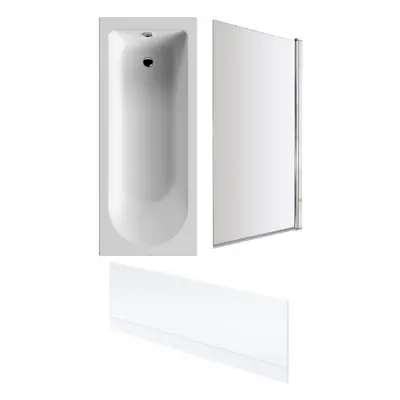 Round Single Ended Bath, Front Panel and Square Bath Screen - x 700mm