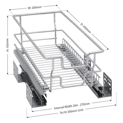 (for 300mm unit) Pull out Cabinet Wire Baskets Soft Close Runners