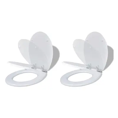 vidaXL 2x Toilet Seats with Soft Close Lids MDF White Bathroom WC Accessory