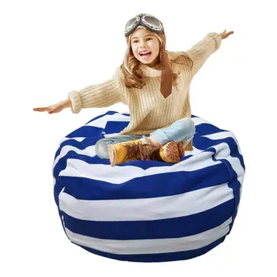 (Blue, 32" diameter) Toy Bag Large Toy Storage Cotton Bean Bag Organiser Bean Cover Soft Seat UK