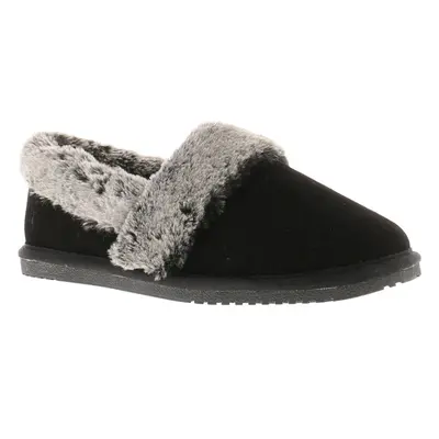 (Black, (Adults')) Hush Puppies Womens Slippers Full Fluffy Ariel Suede Leather black UK Size