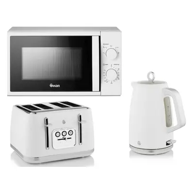 Swan Serenity White Kettle, Slice Toaster & 700W 20L Microwave Set