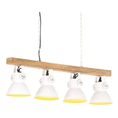 vidaXL Mango Wood Industrial Ceiling Lamp White E27 Home Decor Pendant Light