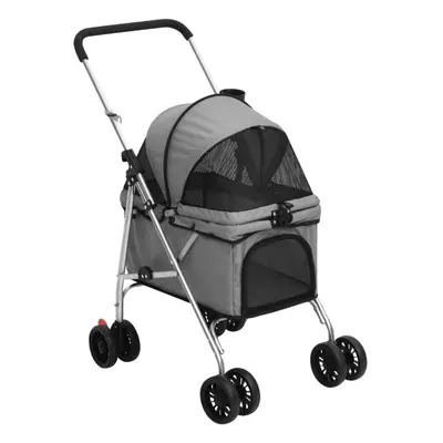 (grey) vidaXL Folding Dog Stroller 76x50x100 cm Oxford Fabric Pushchair Multi Colours