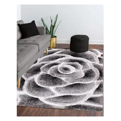 (Grey-Black, x cm) Luxury Small Large Living Room Bedroom Rugs Hallway Runner Rose Pattern Area 