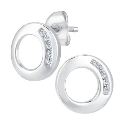 Jewelco London 9ct White Gold Round 5pts Diamond Circle Stud Earrings - PE0AXL3522W