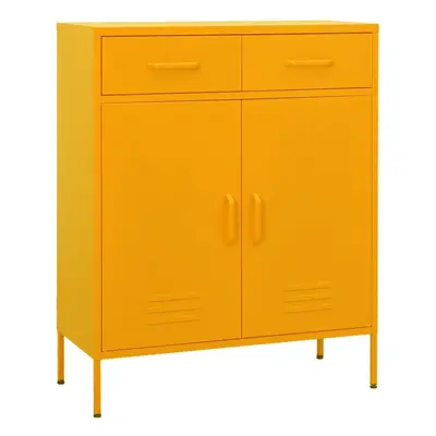 vidaXL Storage Cabinet Mustard Yellow Steel Home Sideboard Cupboard Bookcase