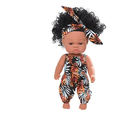 () Black Baby Dolls Soft Silicone Vinyl Play Toy Infant Reborn Handmade Doll Lifelike Newborn Gi