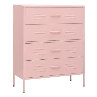 vidaXL Chest of Drawers Pink Steel Living Room Sideboard Side Storage Cabinet