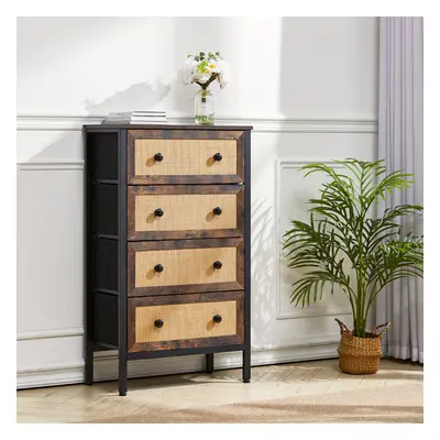 Rattan Weaving Chest of Drawer Hallway Storage Cabinet,104.5cm Tall