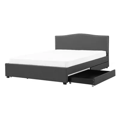 Bed with Storage MONTPELLIER x cm (EU Super King) Fabric Dark Grey