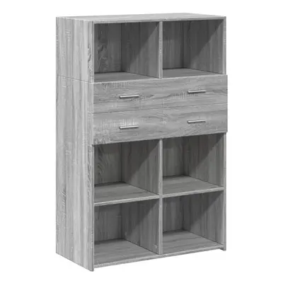 (grey sonoma) vidaXL Highboard Sideboard Side Cabinet Cupboard Grey Sonoma Engineered Wood