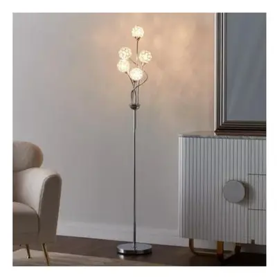 Chrome Beaded Jewelled Globe Lights Floor Lamp