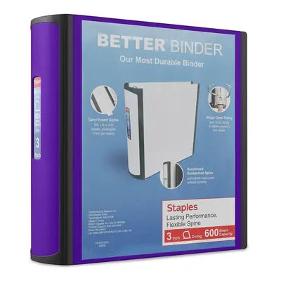 Staples Better 3-Inch Slant D 3-Ring View Binder Purple (20246)