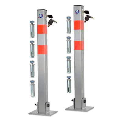 (2) LOCKABLE FOLDING CAR PARK BARRIER DRIVEWAY SECURITY BOLLARD POST