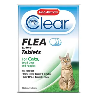 (Cats Under 11kg) Bob Martin Clear Cat & Dog Flea Tablets