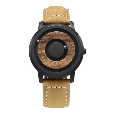 (Light) Minimalist Novelty Wood Dial Magnetic Scaleless Belt Natural Forest Fashion Men's Couple