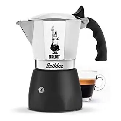 Bialetti New Brikka Aluminium Coffee Maker with Double Cream, Cups