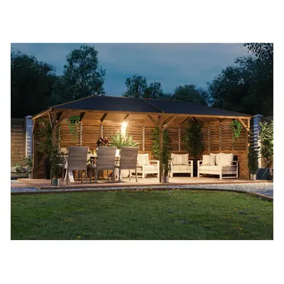 Dunster House Wooden Gazebo Kit Louvre Walled Pressure Treated Garden Shelter Utopia 6m x 3m