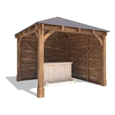 Dunster House Wooden Bar Gazebo W3m x D3m Log Bar Included Leviathan