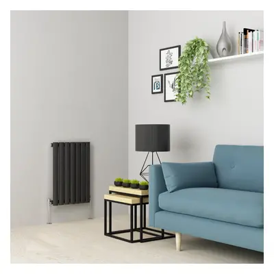 (600 x 414mm Single, Anthracite) Oval Tube Designer Radiator