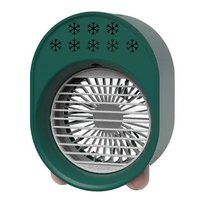 (Green) 3W Portable Air Conditioning Fan Three-Speed Wind Mini Chiller Spray Fan Rechargeable US