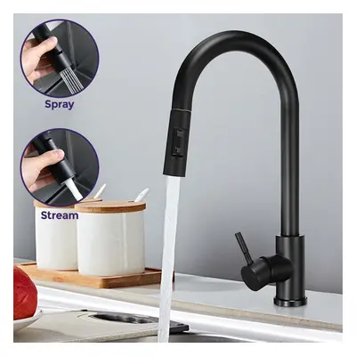 Pull Out Kitchen Single Lever Mixer Tap Swivel Matte Black Manhattan