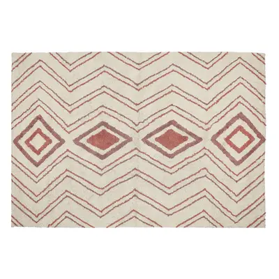 Cotton Area Rug x cm Beige and Pink KASTAMONU