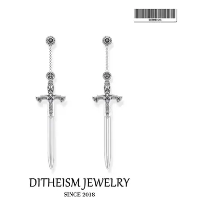 Earrings Richly Ornamented Sword eardrop Fine Jewelry Sterling Silver Gift For Women Men Europe 