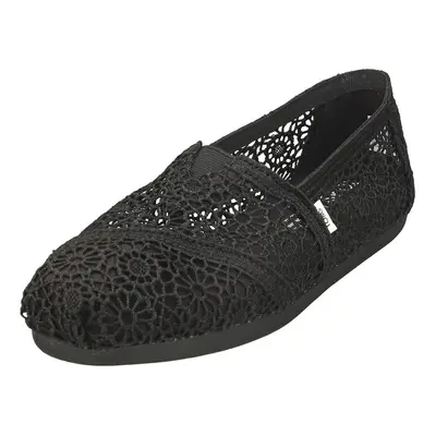 Toms Alpargata Moroccan Crochet Womens Slip On Shoes in Black - Size 7.5 UK