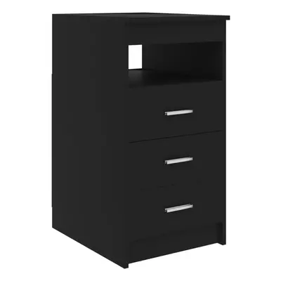 vidaXL Drawer Cabinet Black Engineered Wood Chest Side Nightstand Sideboard