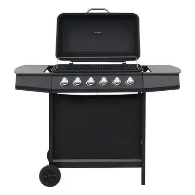 vidaXL Gas BBQ Grill with Cooking Zones Steel Black Garden Barbecue Burner