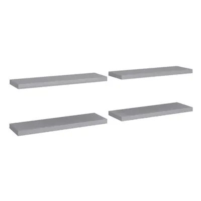 vidaXL 4x Floating Wall Shelves Grey 80x23.5x3.8 cm MDF Display Hanging Rack