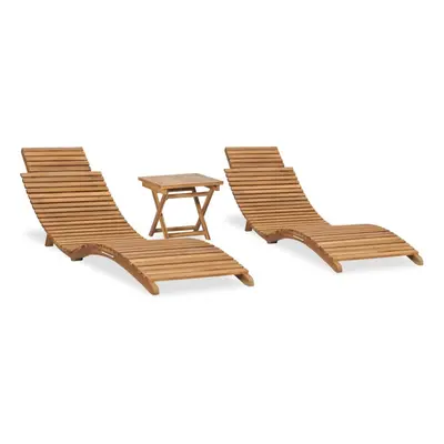 vidaXL Solid Teak Wood Folding Garden Lounge Set Piece Sunlounger Sunbed