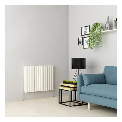 (600 x 768mm Double, White) Oval Tube Designer Radiator