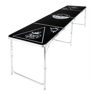 HI Beer Pong Table Adjustable Folding Black MDF Aluminium Party Game Table