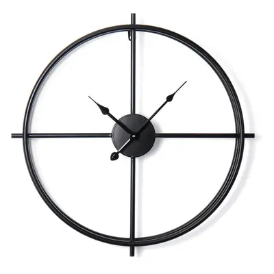 (Black, 50cm) 50CM/60CM Double Layer Wall Clock Creative Living Room Round Vintage Wrought Iron 