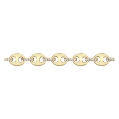 Jewelco London Ladies Solid 9ct Yellow Gold White Round Brilliant Cubic Zirconia Coffee Bean Anc