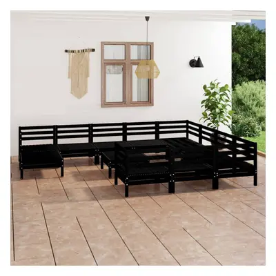 vidaXL Garden Lounge Set Outdoor Lounge Set Piece Black Solid Wood Pine