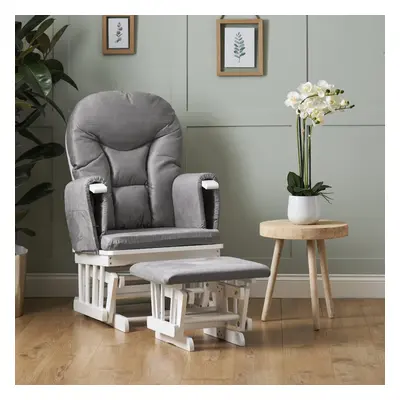 Obaby Reclining Glider Chair & Stool-White, Grey, Count (Pack of 1)