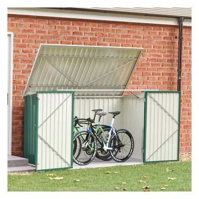 7 x ft Metal Garden Bike Bicycle Storage Shed Bike Store Outdoor Tool Bike Storage, Dark Green