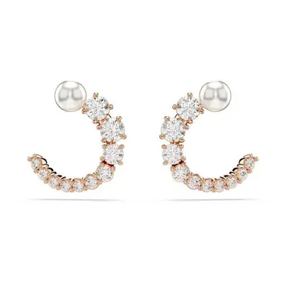 Matrix Rose Gold-tone Crystal Pearl Hoop Earrings